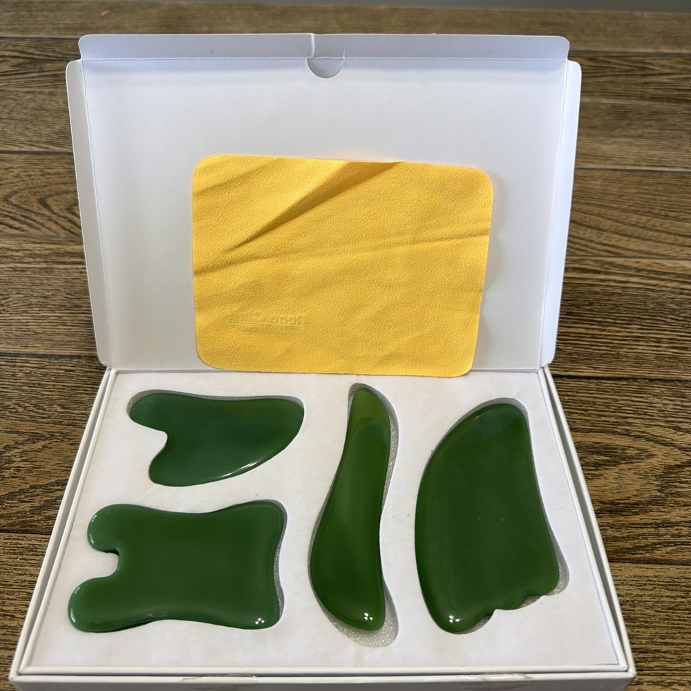 Rena Chris 4pcs Gua Sha Massage Tool Set Facial SPA Green